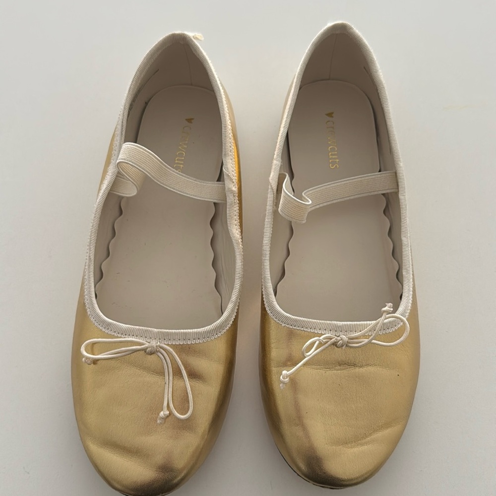 Jcrew’s kids girls gold shoes